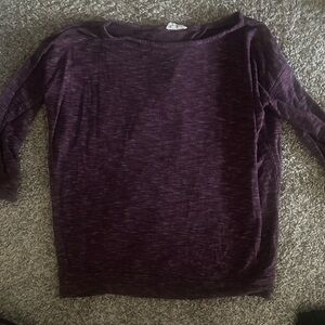 LOFT Small Cozy Burgundy Purple Lounge Pajama Top with Keyhole Back